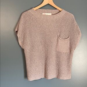 Free People Scoop Neck Knit Sweater in Taupe